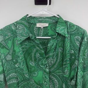 Opullence Paris Amel Button Front Dress - Green Paisley - XS